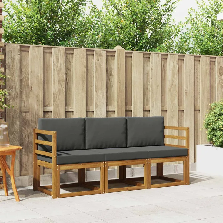 vidaXL Outdoor-Sofagarnitur 3 stk. 3-Sitzer Natur und Anthrazit 3365925