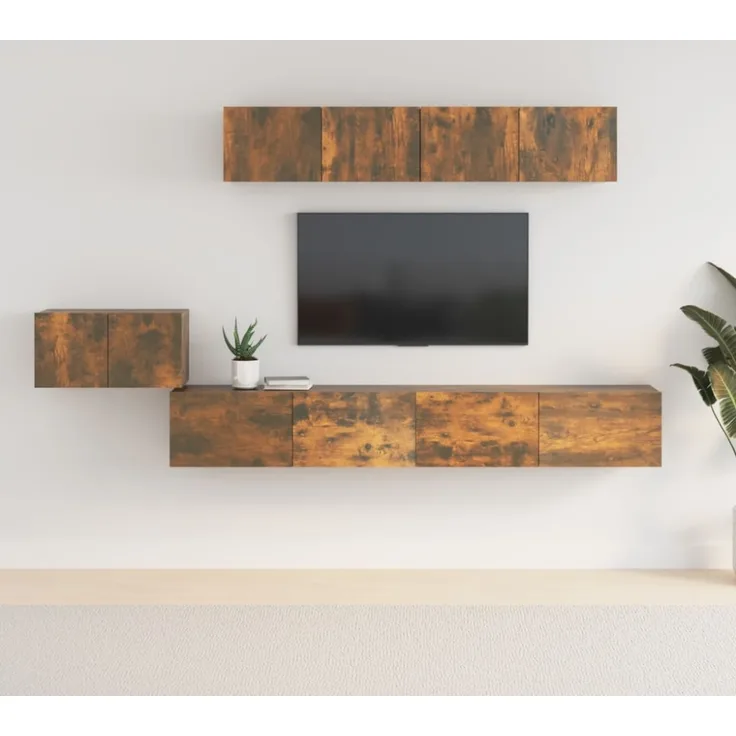 5-tlg. TV-Schrank-Set Räuchereiche Holzwerkstoff [3114435]