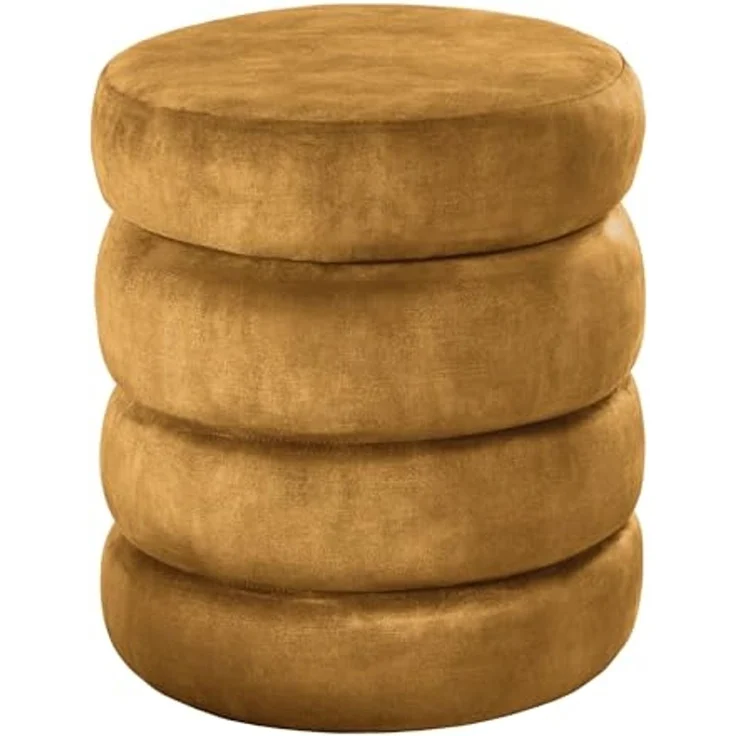 riess-ambiente Polsterhocker VOGUE 40cm senfgelb - Samt, mit Stauraum, gepolstert, rund, retro (Einzelartikel, 1 St), Eleganter Sitzhocker - ideal f. Ankleide, Flur, Wohnzimmer & Garderobe – Bild 1