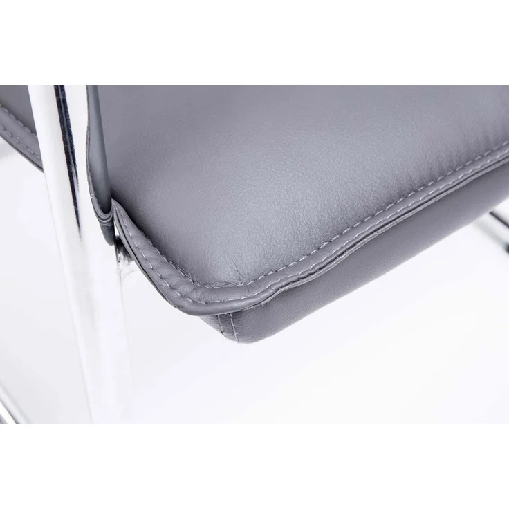 DELUKE® 2er Set Besucherstuhl SEATTLE - 92x56x60cm, Grau Kunstleder Metall in Chromoptik Gestell Konferenzstuhl Wartezimmerstuhl – Bild 7
