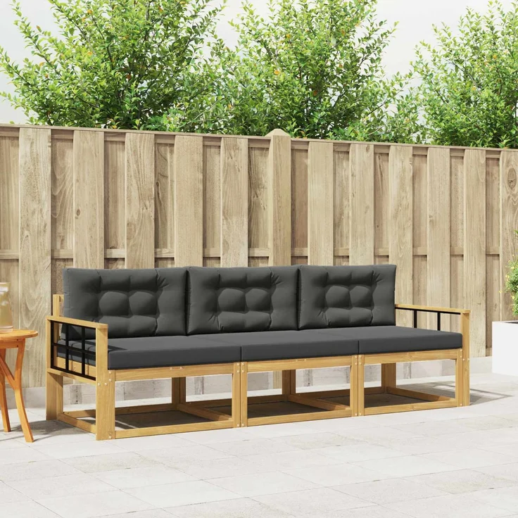 vidaXL Outdoor-Sofagarnitur 3 stk. Weiß und Anthrazit Polyester 3386001 – Bild 1