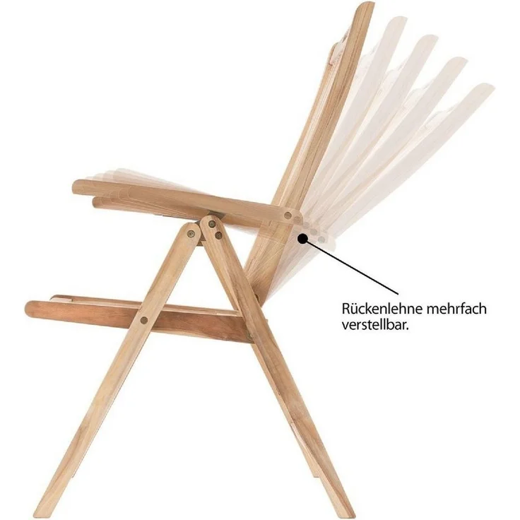 VCM Gartenstuhl Gartenstuhl Hochlehner Klappstuhl Holz Teak – Bild 3
