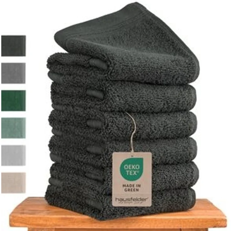 Hausfelder Handtücher Handtücher Set (Anthrazit, 6 Gästehandtücher 50x30cm), (Set, 6-St), Maschinenwaschbar bis 60°C, bügelfrei und trocknergeeignet. – Bild 6