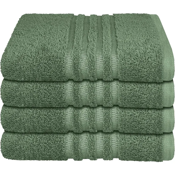 Schiesser Frottier Handtücher Milano im 4er Set aus Flauschiger, hautfreundlicher Baumwolle, Made IN Green, Farbe:Dunkelgrün, Größe:50x100 cm