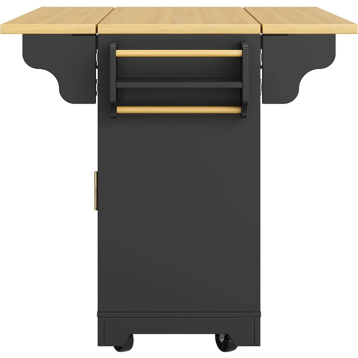 Servierwagen B 120 x T 40/80 x H 95 cm, ausklappbar mit RGB-LED, MDF und Metall – Bild 10