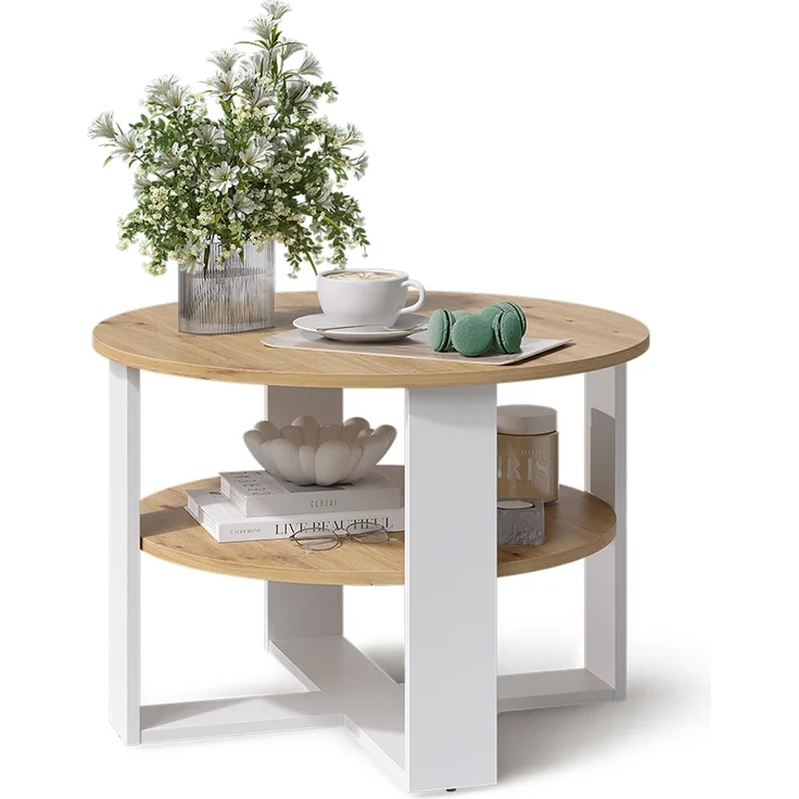 Couchtisch Romeo Weiß/Artisan-Eiche 68 x 68 cm Vicco – Bild 6