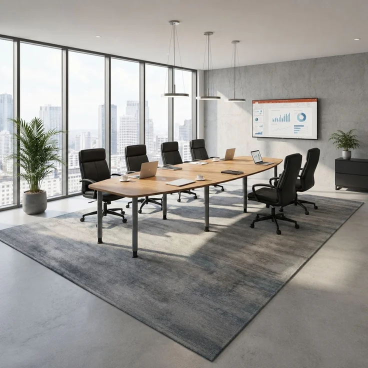 bümö Konferenztisch oval 400x130 cm in grau, Tischsäulen in Silber - Großer Besprechungstisch, Meetingtisch für 14 Personen, XXL-Tisch für Konferenzraum, Meeting & Besprechungsraum, KT40S-5-S – Bild 10