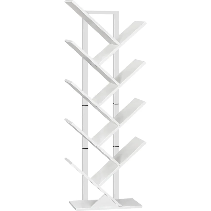 HOOBRO Bücherregal, Standregal in Baumform, bodenstehendes Bücherregal mit 9 Ebenen, Bücherregal für das Heimbüro, zur Aufbewahrung von Büchern, CDs, stark und stabil, für Wohnzimmer, Weiß EWT08SJ01G1 – Bild 1
