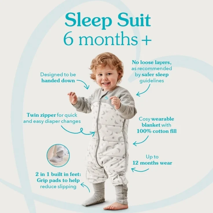 Love To Dream Schlafsack mit Füßen, 3 Years, integrierte Steppdecke für kühle Temperaturen (16-20°C), statt Bettdecke, Schlafanzug Baby Winter, Babyschlafsack, Weiß – Bild 2