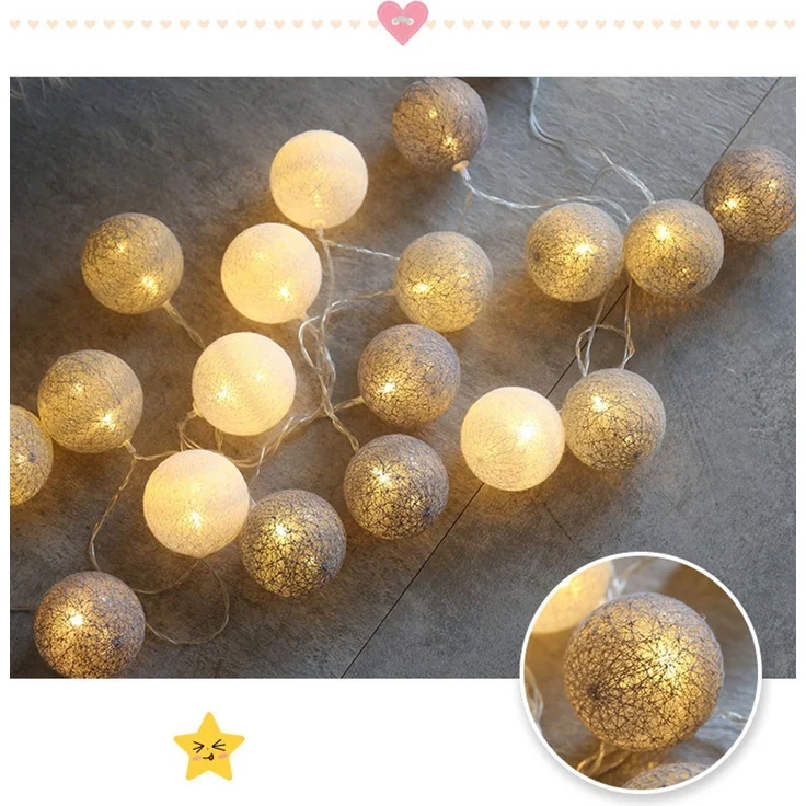 ABC LED-Lichterkette mit Baumwollkugeln, 2er-Pack, batteriebetrieben, 3 m – Bild 5