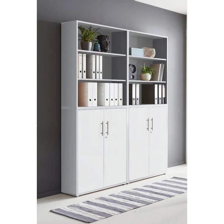moebel-dich-auf Aktenschrank TABOR 11 (Aktenregale/Aktenschränke ideal für DIN A4 Ordner inkl. 2 Einlegeböden, Büroschrank abschließbar mit Griffen aus Edelstahl) Made in Germany