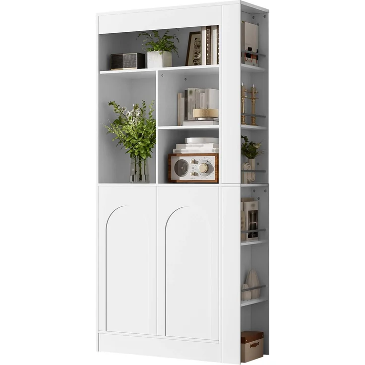 ZUBALIYA Regalschrank (85 x 35 x 180 cm), 2 Türen, Verstellbare Einlegeböden, Stauraum für Wohnzimmer, Arbeitszimmer und Flur, Weiß – Bild 13