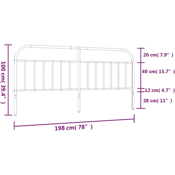 vidaXL Ersatz-Kopfteil Metall Schwarz 193 cm (Art-Nr 353672) – Bild 6