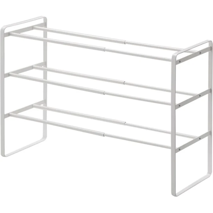 Yamazaki Schuhregal Tower Metall klein minimalistisch ausziehbar stapelbar 3 Ebenen, platzsparend, Schuhständer, Schuhablage, erweiterbar – Bild 3