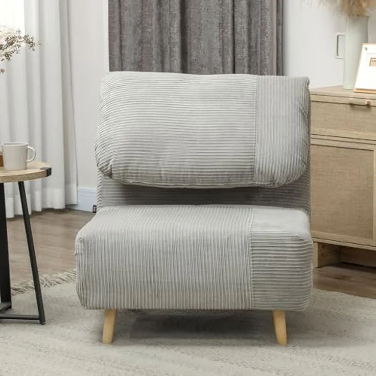 HOMCOM Sessel Verstellbar Klappmatratze Gästebett (Schlafsessel, 1-St, Schlafsofa), für Wohnzimmer, Schlafzimmer, Grau – Bild 8