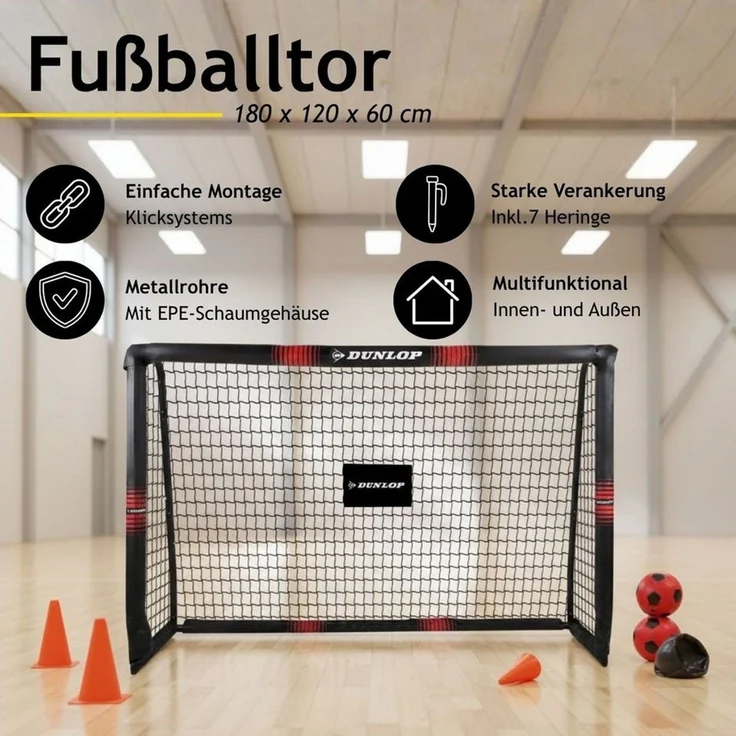 Dunlop Fußballtor Dunlop Fußballtor Set mit 2 Stück - 180 x 120 x 60 cm – Bild 2