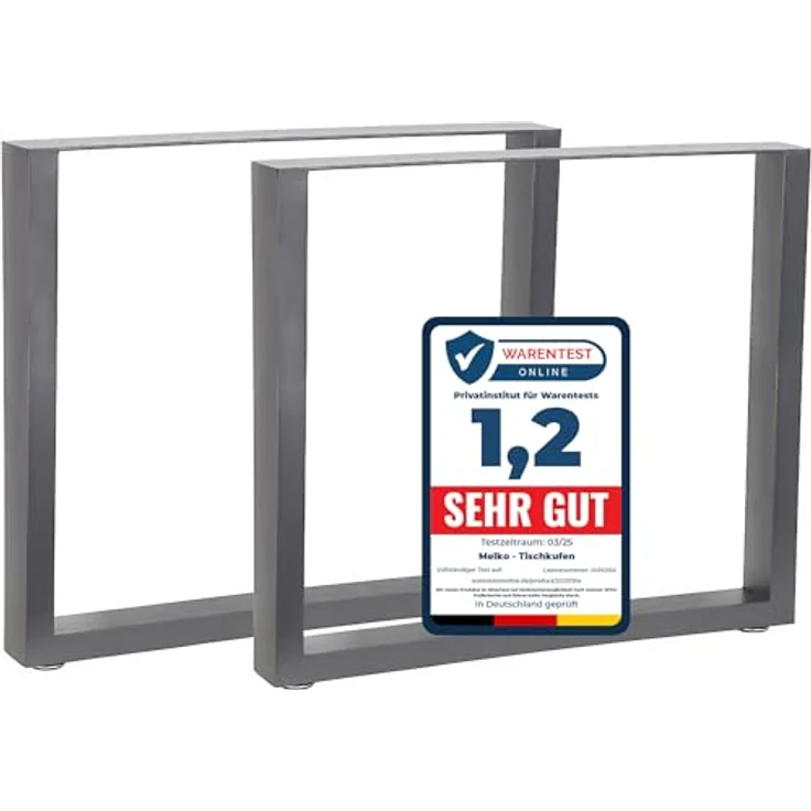 Tischuntergestell 80x72 cm Möbelfüße Grau Tischbeine Industrie Bankkufen Stahl – Bild 1