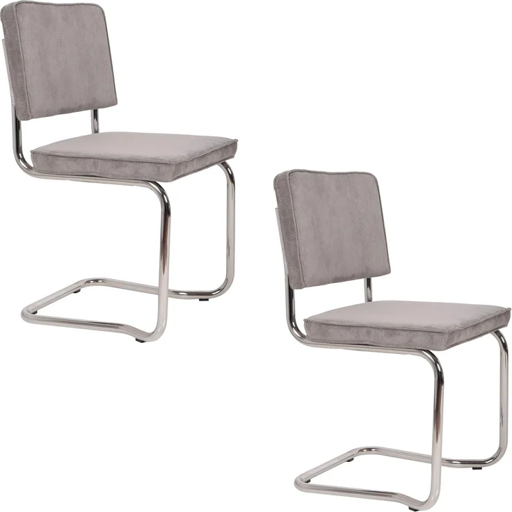 Zuiver Esszimmerstuhl Ridge Kink im 2er-Set, Cool Grey mit Stahlgestell und weichem Stoffbezug für Wohn- und Esszimmer – Bild 1