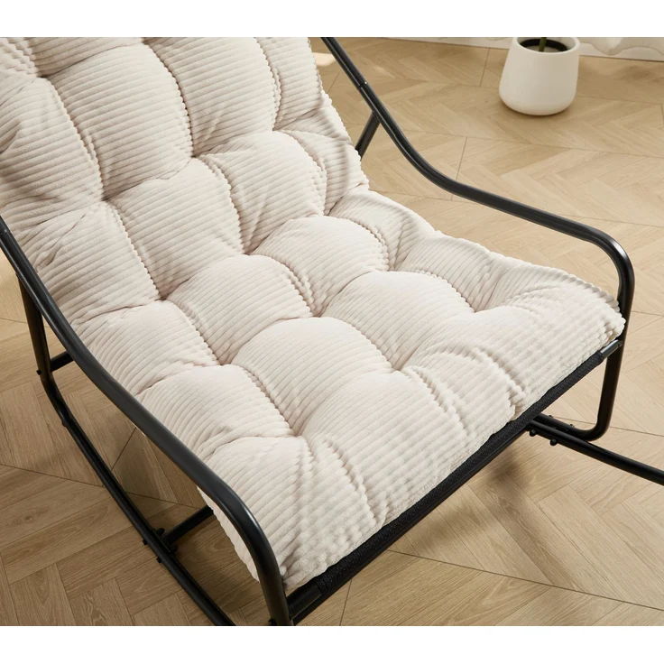 LVHOM Schaukelstuhl mit Fußstütze, Relaxsessel mit gepolstertem Kissen, ergonomischer Schaukelsessel, bis 130kg, Loungesessel für Balkon, Garten & Wohnzimmer – Bild 8
