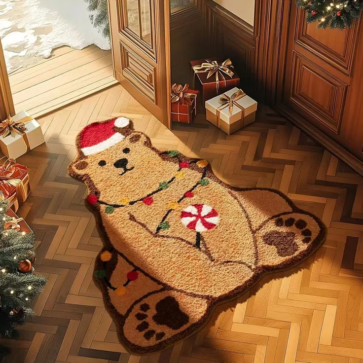 ABC Weihnachts-Fußmatte, rutschfest, Bär-Motiv – Bild 1