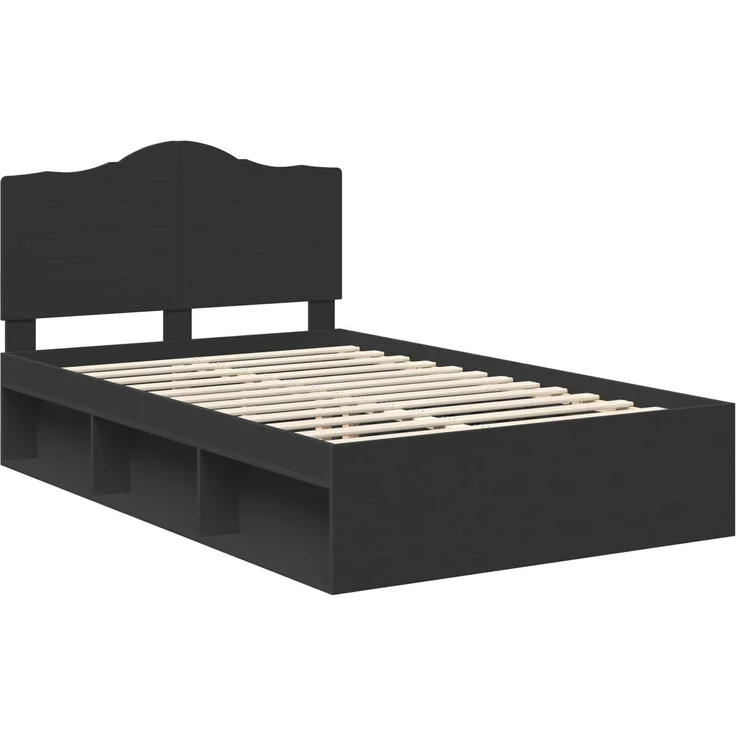 vidaXL Bettrahmen Schwarz 120 x 190 cm Massives Kiefernholz 3413336 – Bild 3