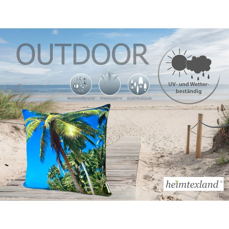 heimtexland ® Outdoorkissen Lotus Effekt 45x45 Garten Dekokissen Wasserabweisend Outdoor Lounge Deko Kissen Typ742 Südsee Palme – Bild 3