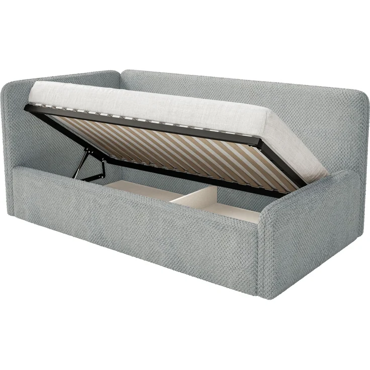 Selsey Fanko –Jugendbett 90x200 cm mit Kopfteil links, Plüsch, Grau – Bild 4