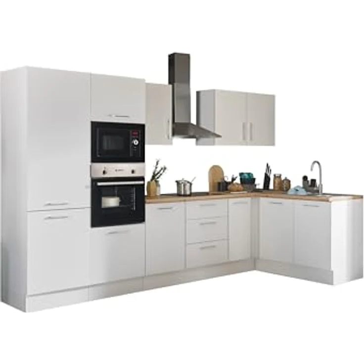 Stella Trading Turin LBM Eckküche 330 x 211 x 60 cm, weiß - Ohne Küchengeräte - Moderne, geräumige Küche in Artisan-Eiche Optik mit viel Stauraum – Bild 2