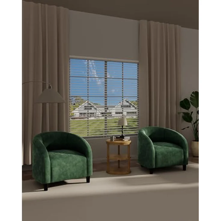 GarveeHome Sessel Wohnzimmer Loungesessel Relaxsessel, Lesesessel mit Leinenoptik, Polstersessel für Schlafzimmer，Akzentstuhl mit Samtstoff (Grün) – Bild 6