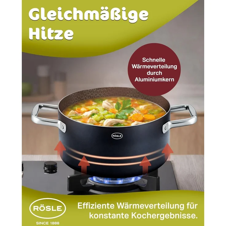 RÖSLE Kochtopf EBONIC Ø24 cm ProNero Keramik-Wabenbeschichtung 911062 – Bild 5