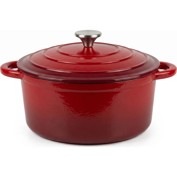 osoltus Bräter Schmortopf Gusseisen Topf 26cm 5,9 Liter Emaille Bräter Rot