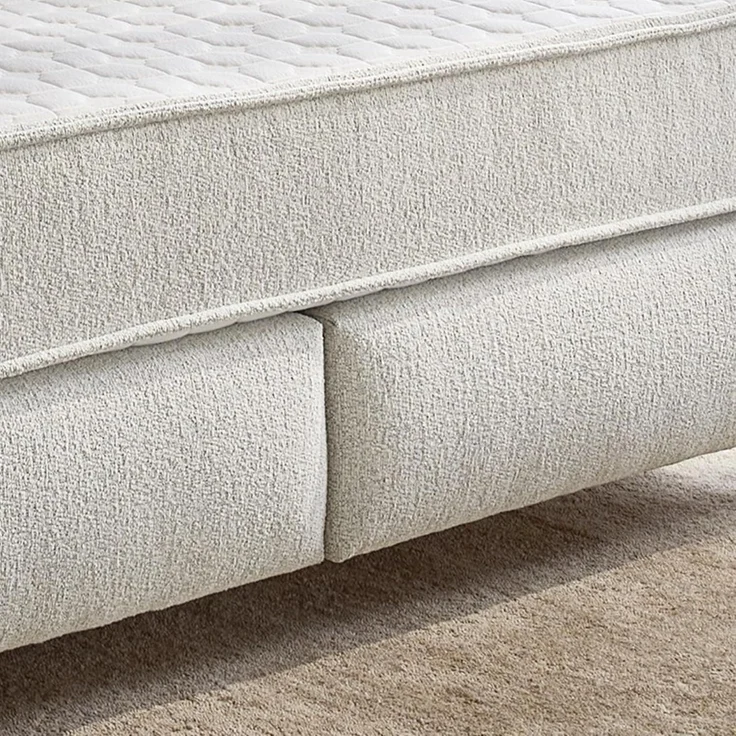 Boxspringbett 180x200 Federkern-Wendematratzen H3/H4 Bonell Flachgew. Beige Grau – Bild 6