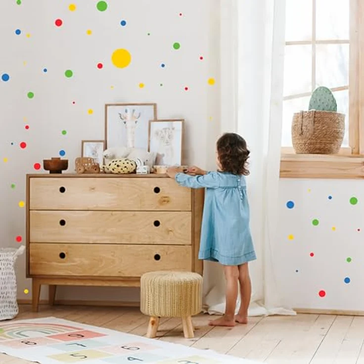 PUNALU Wandtattoo Kreis Set 176 Stück Wandtattoo Babyzimmer Kinderzimmer Kreisaufkleber, selbstklebend, rückstandslos abziehbar – Bild 5