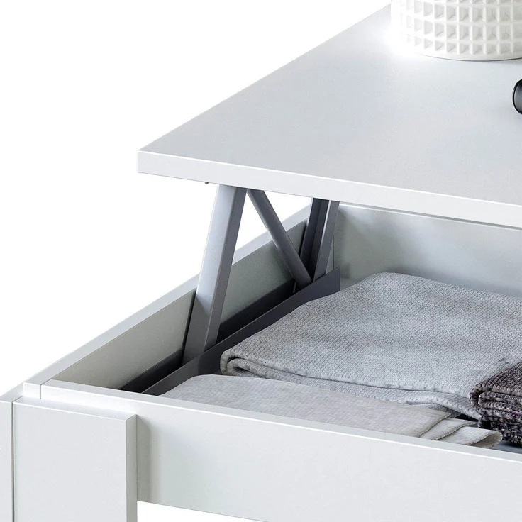 Calicosy 'AMBIT' Couchtisch mit hochklappbarer Tischplatte L102 cm - Weiß – Bild 5