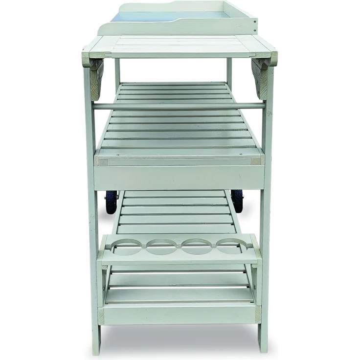 HABAU Universaltisch mit Ablage und Rollen aus Holz, Grau, 110 x 48 x 100 cm – Bild 3