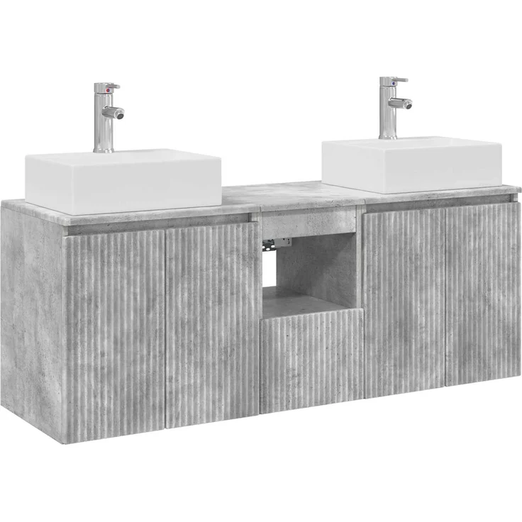 vidaXL Badezimmerschrank-Set 3 stk. Betongrau 129 x 41 x 79,5 cm 3405650 – Bild 2