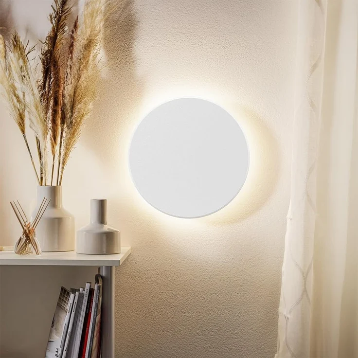 LED 12W Wandleuchte Designer Wandlicht Rund Weiß indirekte Beleuchtung IP65 3000-6500K – Bild 1