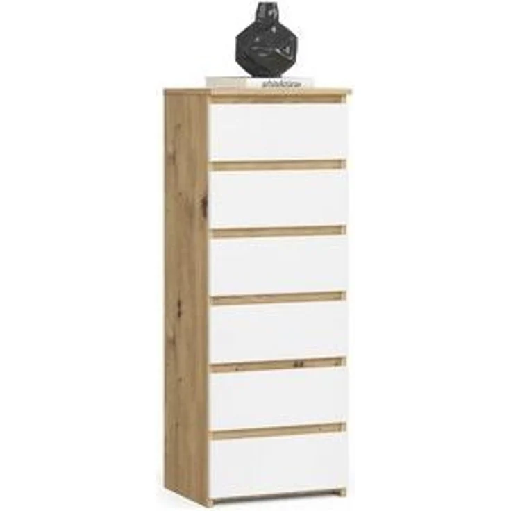 Home Collective Kommode 40 cm breit Holz Highboard Sideboard für Flur Schlafzimmer Wohnzimmer (Mehrzweckschrank Schrank schmal Kommode Schlafzimmer mit Schubladen), Kinderzimmer Organizer 109 cm hoch mit 6 Schubladen Artisan Eiche-weiß – Bild 6