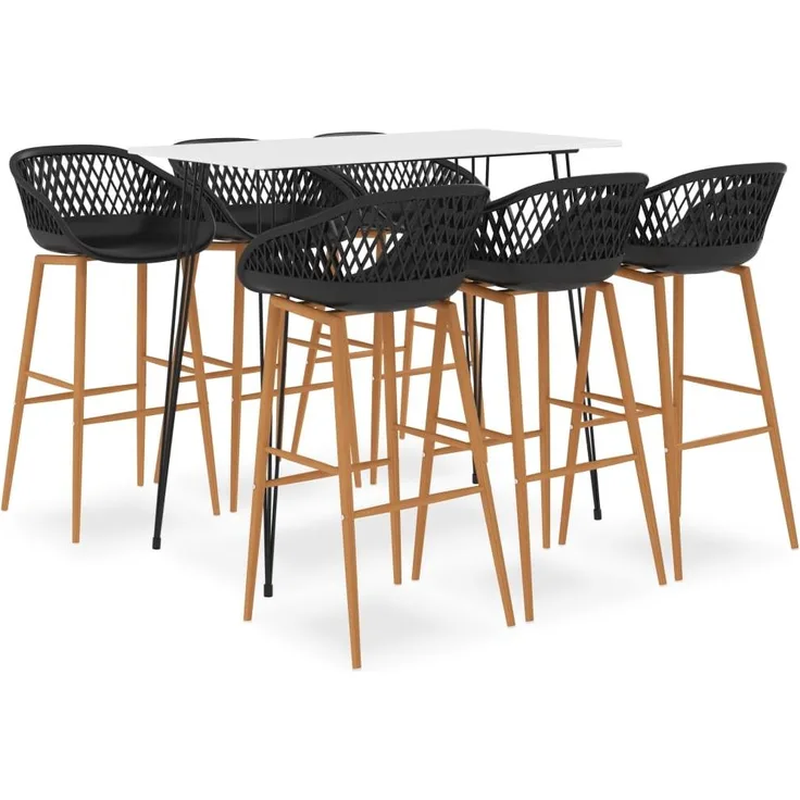 vidaXL 7-tlg. Bar-Set Weiß und Schwarz 3057420
