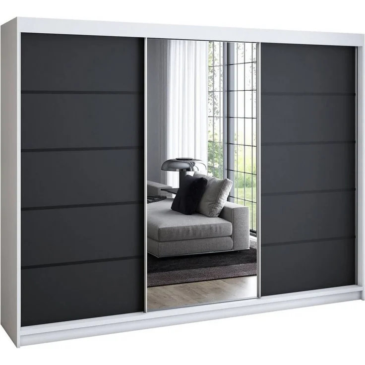 A&J MöbelLand GmbH Schiebetürenschrank VILUNO Moderner 3-türiger Kleiderschrank mit Spiegel (TOP ANGEBOT! Geräumiger Schrank mit einer Breite von 200 cm ideal zur Aufbewahrung von Kleidung und Accessoires. Wählen Sie das ideale Modell für Ihr Schlafzim... – Bild 1