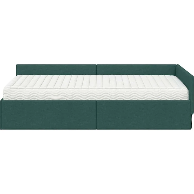 vidaXL Eckbettgestell mit Matratze 2 stk. Dunkelgrün 90 x 190 cm Stoff 3393593 – Bild 6