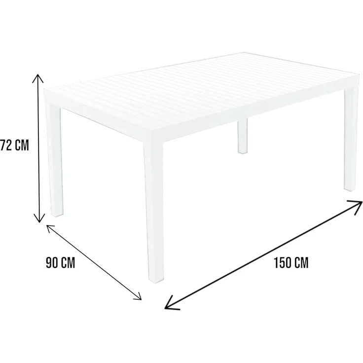 Dmora - Außentisch Maratea, rechteckiges Esszimmerregal, Mehrzweck-Gartentisch, 100% Made in Italy, 150 x 90 x 72 cm, Weiß – Bild 2