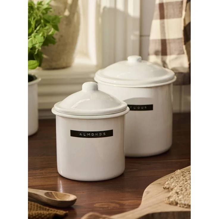 Ib Laursen - Dose Krug mit Deckel Vorratsdose H 15cm D 13cm Emaille Weiß 0471-11 – Bild 2