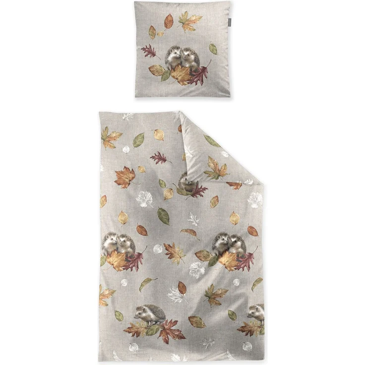 Irisette Biber Bettwäsche Panda 8784-80 Igel Blätter natur 135x200 – Bild 2