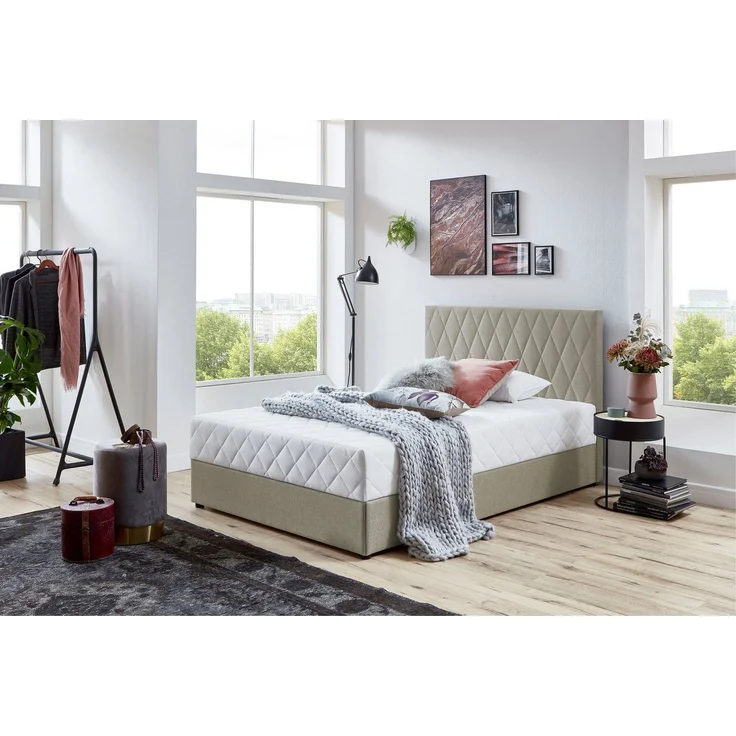 Atlantic Home Collection Stauraumbett Benita, mit Taschenfederkern 100x200 cm Creme – Bild 1