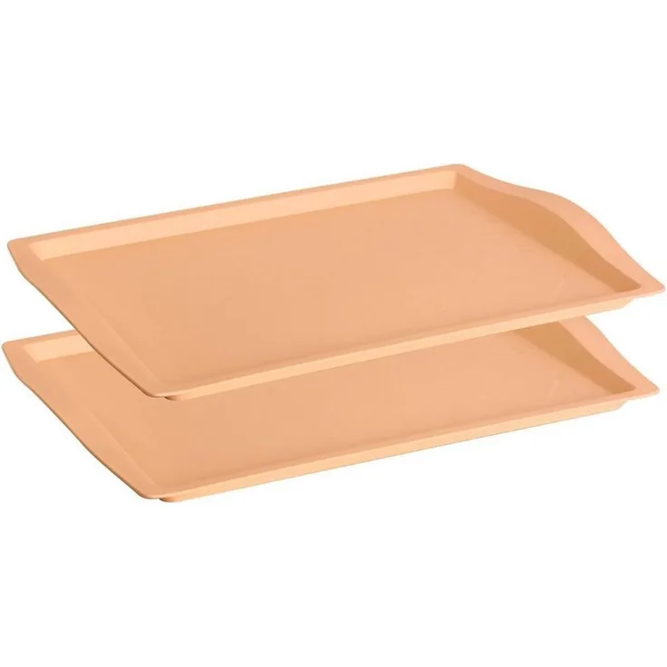 Engelland Tablett Serviertablett, Kunststoff, (Vorteils-Set, 2-tlg, L 46,5 x B 33 x H 3 cm), Moderne Verzierung, BPA-frei, rechteckig, Mehrweg, wiederverwendbar