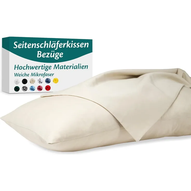 Seitenschläferkissen Bezug 40x145 Mikrofaser Premium 2er Set Kissenbezug Deko für Kissen Bett/Sofa Stoff Weicher Resistent Hypoallergen Anti-Milben Kopfkissenbezug Verdecktem Zip Voll Waschbar