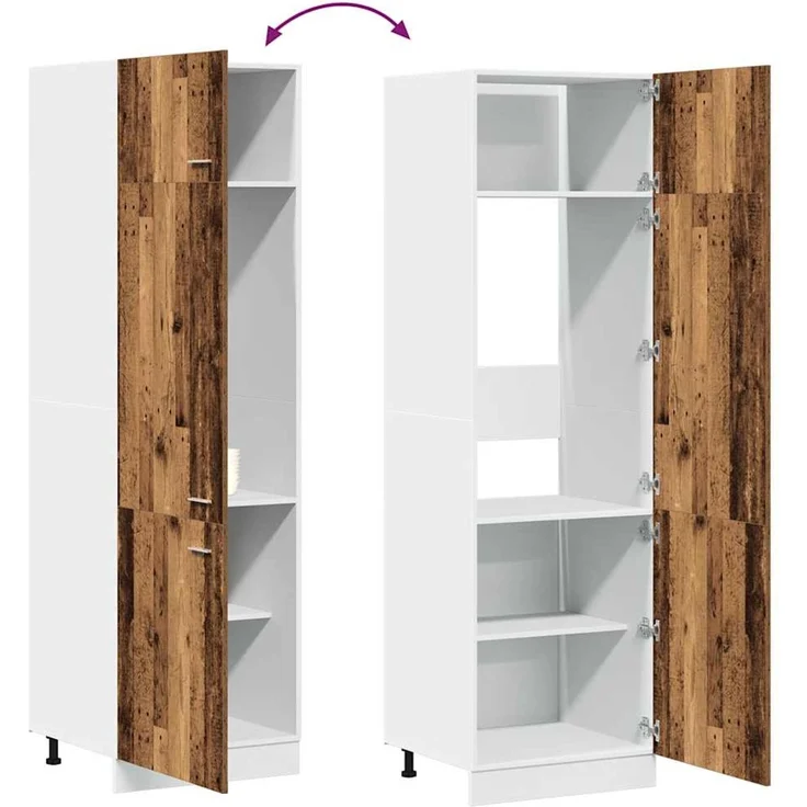 vidaXL Kühlumbauschrank Lyon Altholz-Optik 60x57x207 cm Holzwerkstoff 856125 – Bild 9