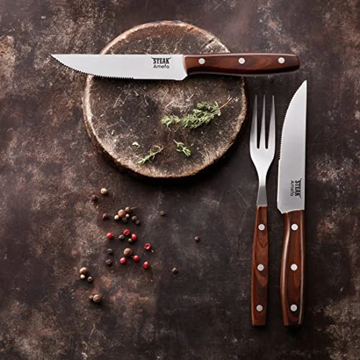 Amefa PORTERHOUSE Steakmesser Set 2-teilig holz hochglanzpoliert – Bild 3