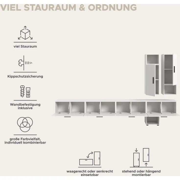 The One Wohnkombination in weiß Nachbildung – Bild 8